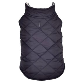 Reversible Fleece Lined Puffer Dog Coat - Black and White Plaid (size: large)