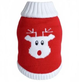 Combed Cotton Red Rudolph Holiday Dog Sweater (size: X-Small)