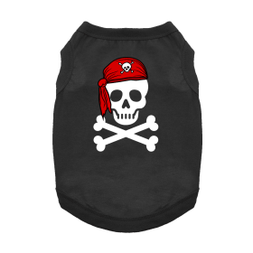 Pirate Skull with Red Bandana Dog Shirt - Jet Black (size: small)