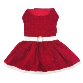 Holiday Dog Harness Dress - Red Velvet Sparkle (size: small)