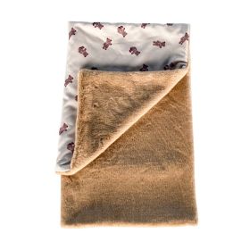 Pet Autumn And Winter Thick Warm Dehaired Angora Printed Cloak Small Blanket (Option: Beige Bear-Blanket S)